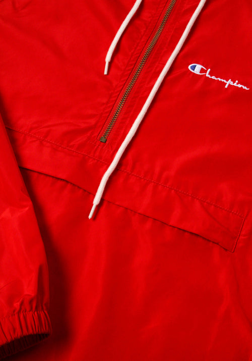 Half Zip-Up Hooded Pocket Front Rain Jacket