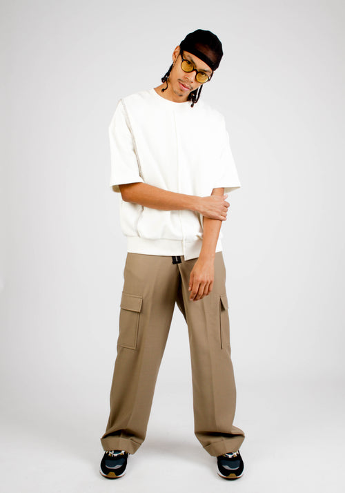 INSIDE OUT ASYMMETRY SHORT-SLEEVE SWEATSHIRT