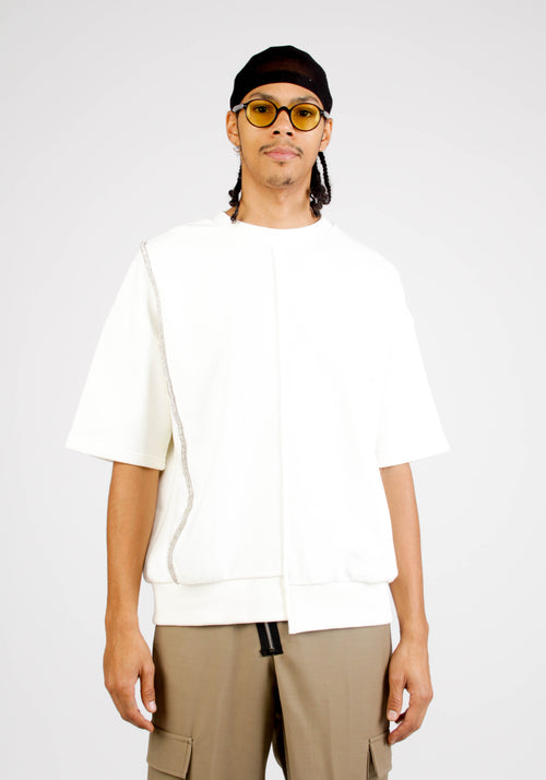 INSIDE OUT ASYMMETRY SHORT-SLEEVE SWEATSHIRT