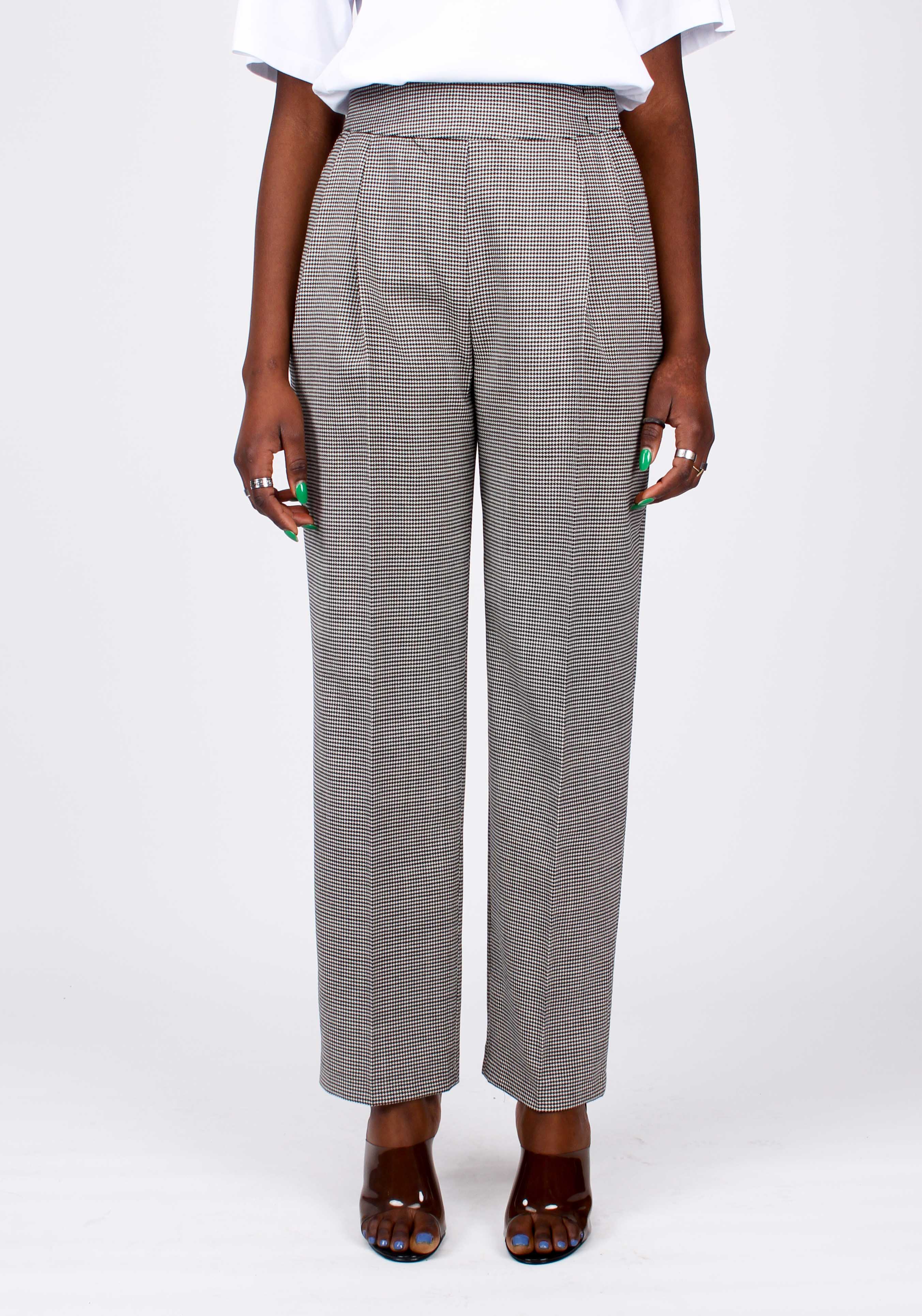 Micro houndstooth high-waisted trousers – KNITSANDTREATS