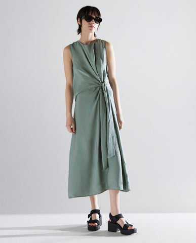 Scoop neck dress with foulard detailing