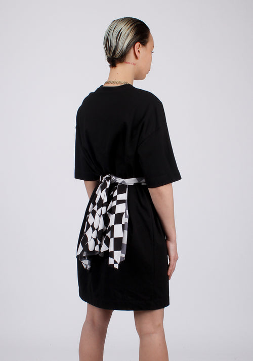 Scoop neck dress with foulard detailing