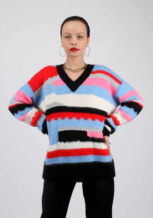 Geometric knitted jumper