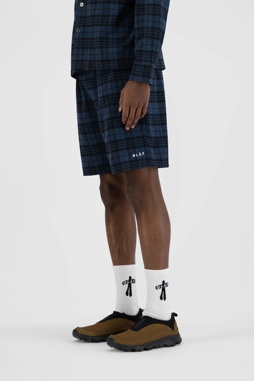 ØLÅF Flannel Shorts Blue Plaid